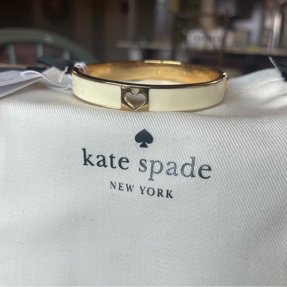 kate spade Accessories - Kate Spade Bangle Hole Punch Hinge Bangle Cream and Gold NWT